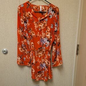 Cool Melon Red Floral Dress